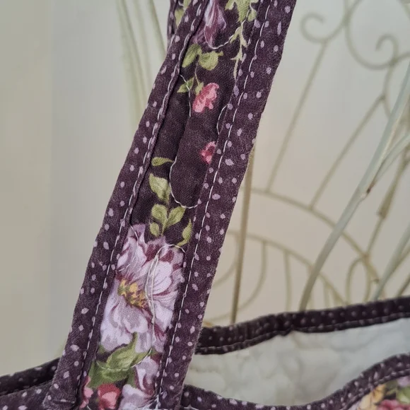 Vintage 90s Handmade Floral Cottagecore Quilted Tote Bag. - Picture 3 of 6